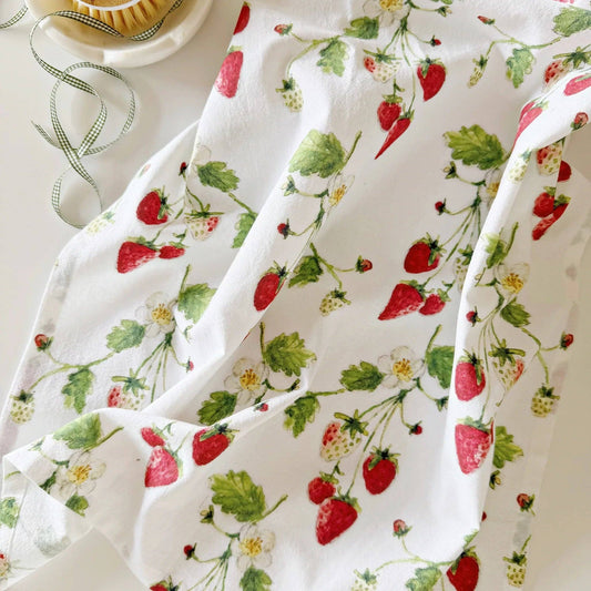Strawberry cotton flour sack tea towel
