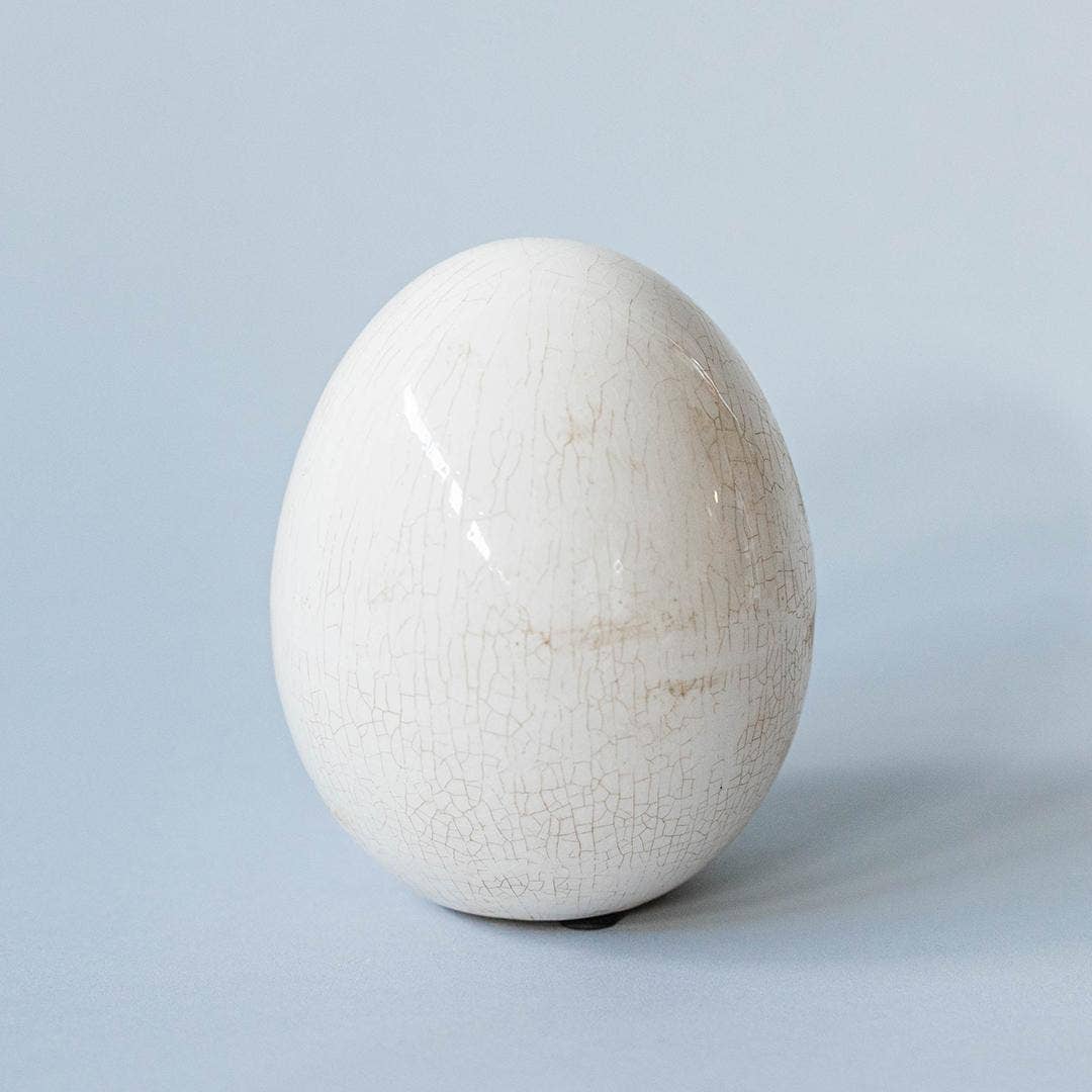 Antique Cream Ceramic Egg