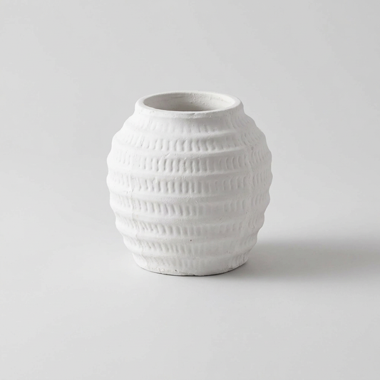 Celeste White Ceramic Vase in a tighter clean product image