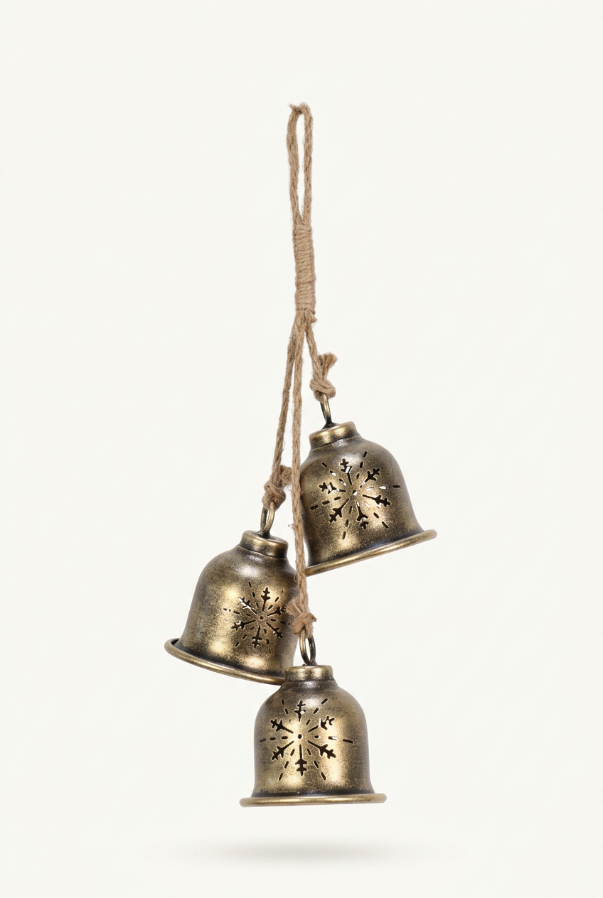 Clearer plain product photo of the three snowflake bells