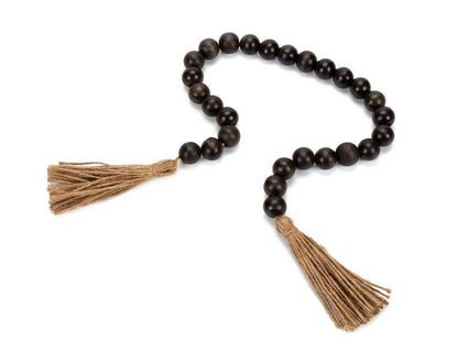 Truu Design Boho Wood Bead Garland, Black, 36"