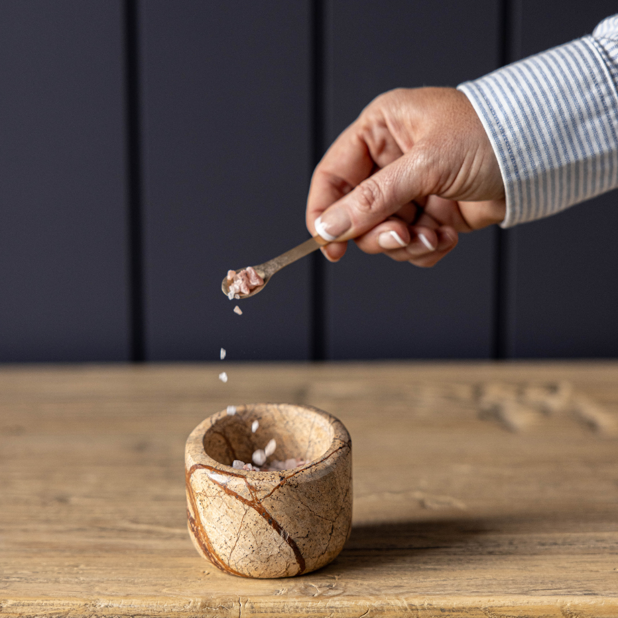 Chocolate Marble Salt Cellar With Spoon