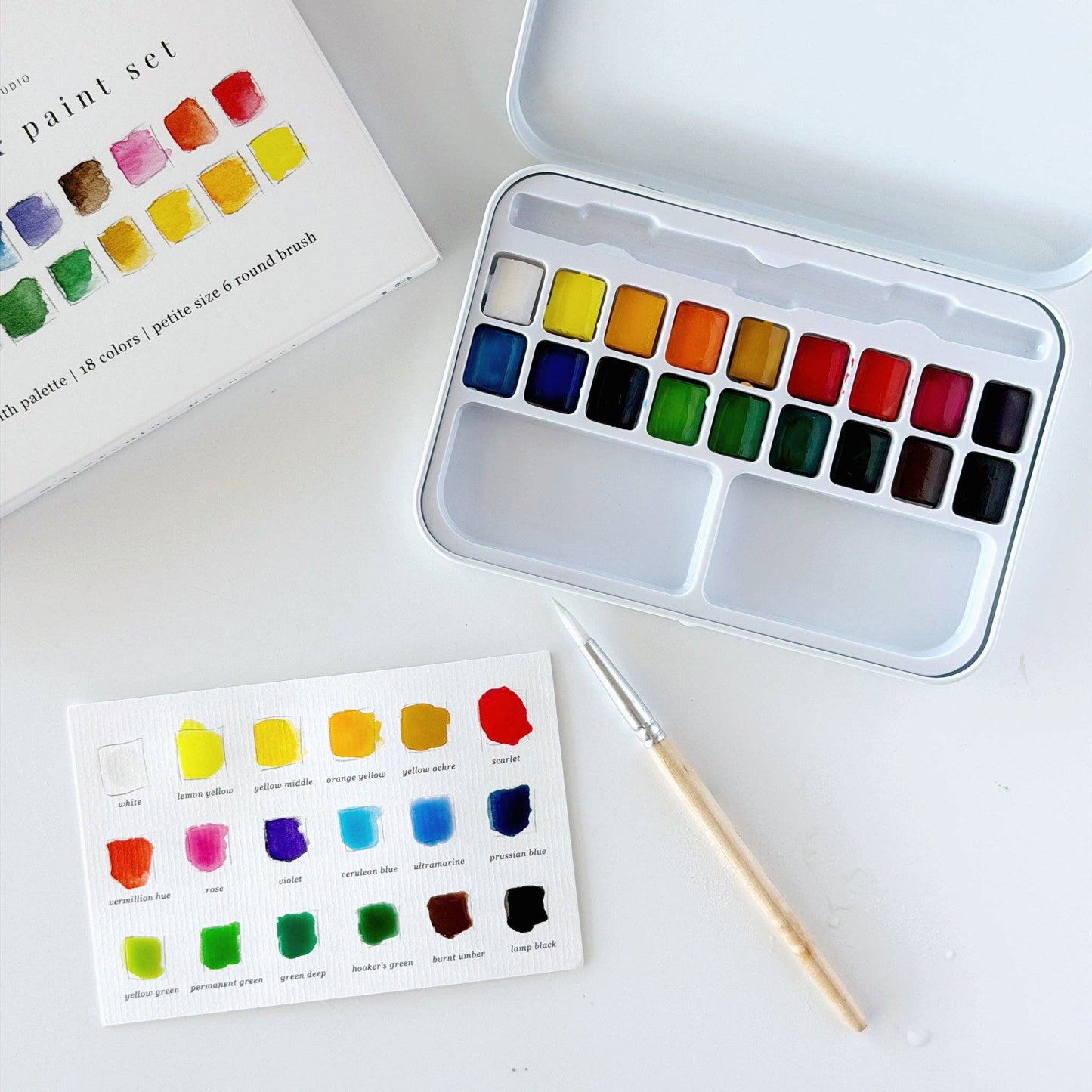 Emily Lex Watercolor paint set 18 colors with brush