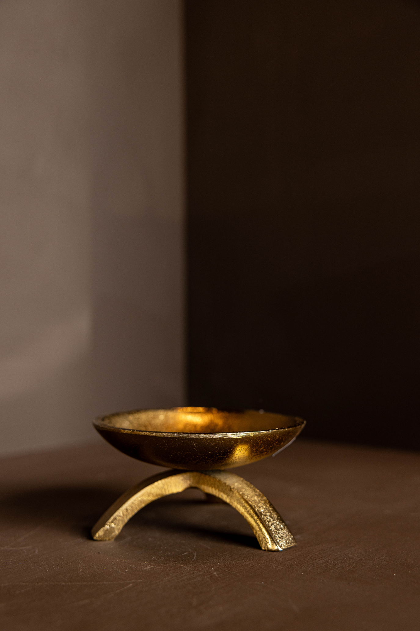 Brass Tripod Pillar Candle Holder