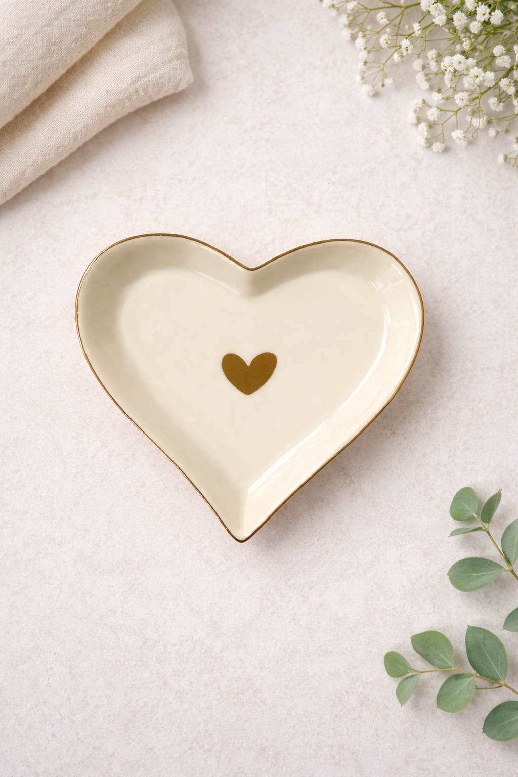 Heart-Shaped Ceramic Trinket Dish