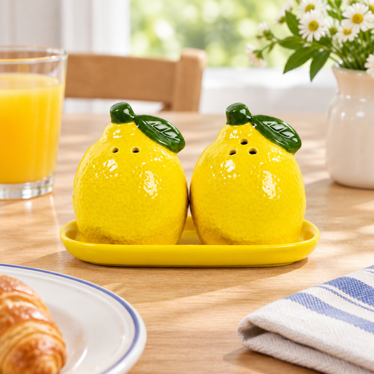 Lemon Salt & Pepper Shakers & Tray