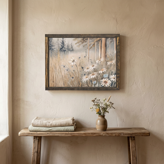 Vintage Print Framed | Warm Wildflower Painting