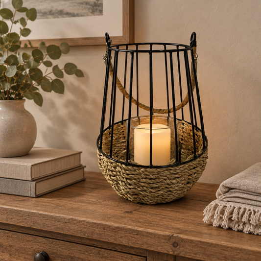 Rattan Candle Holder Large