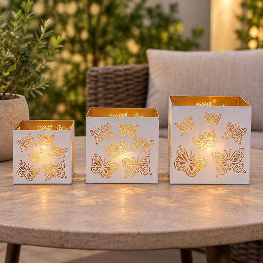 Butterfly Pillar Candle Holder Set of 3