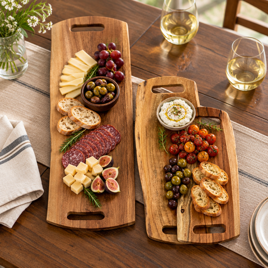 Two Handle Wood Serving Tray
