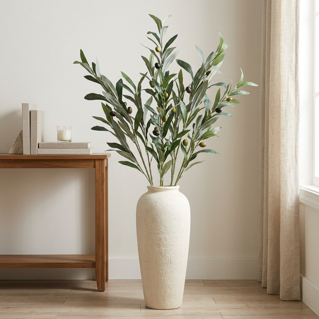 Olive Leaf with Olives 50" Spray - Green