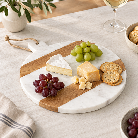 RoundMarble & Wood Cheese Board