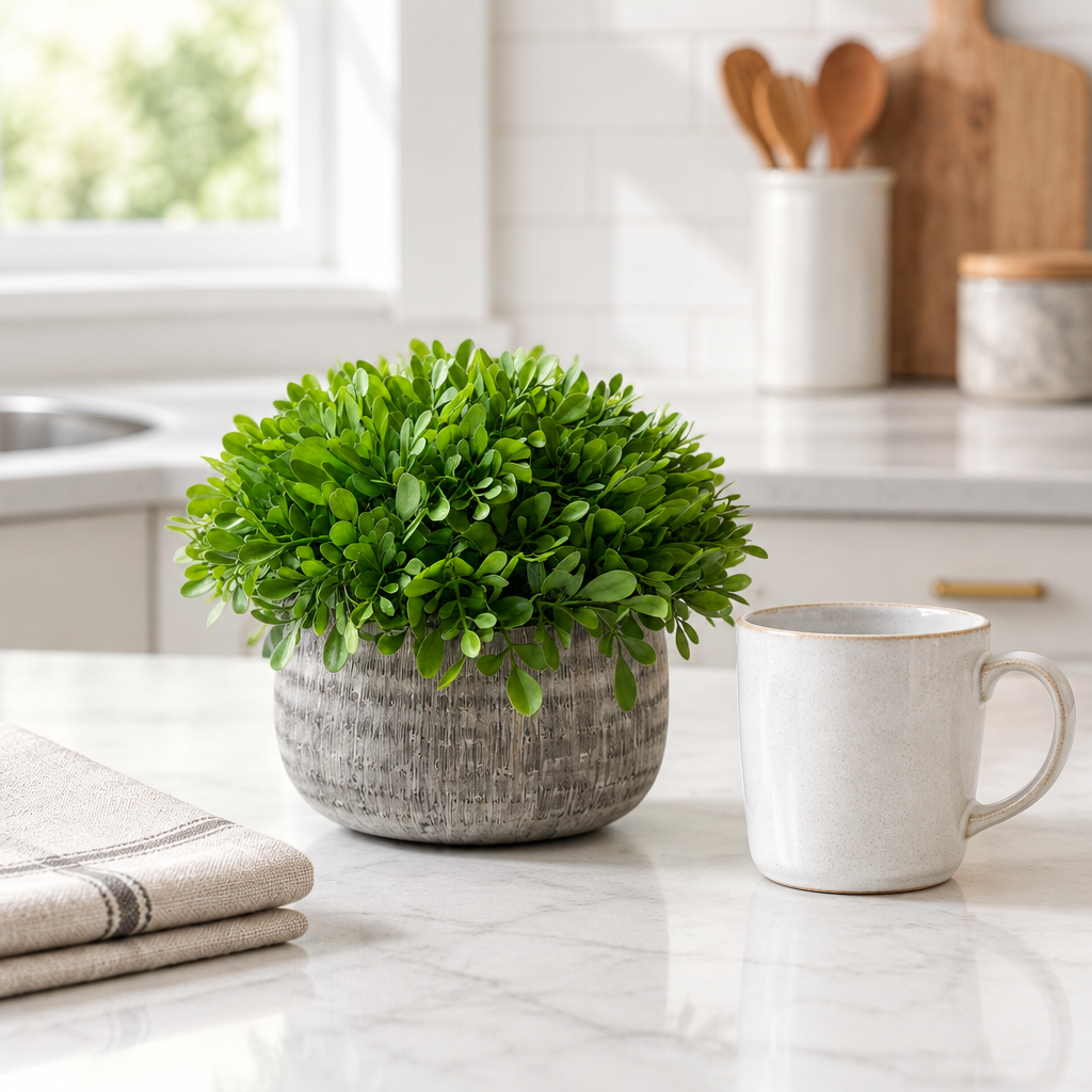 Boxwood in Rustic Cement Pot