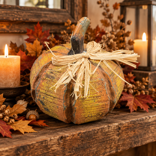Rustic Pumpkin with Raffia Bow