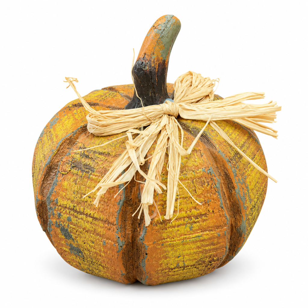 Rustic Pumpkin with Raffia Bow