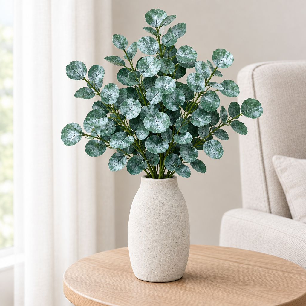 Real Touch Silver Dollar Eucalyptus Spray 25" - / Frosted Green